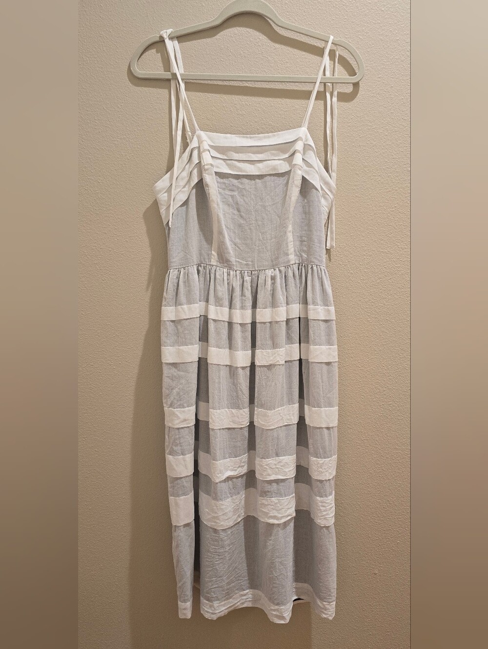 And Now This Cotton Tiered Midi Dress White Brown Size M NWOT